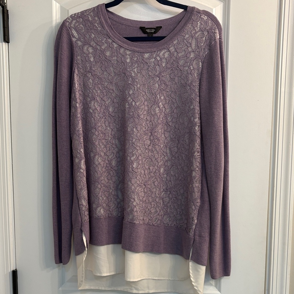 Simply Vera Vera Wang Purple Lace Sweater